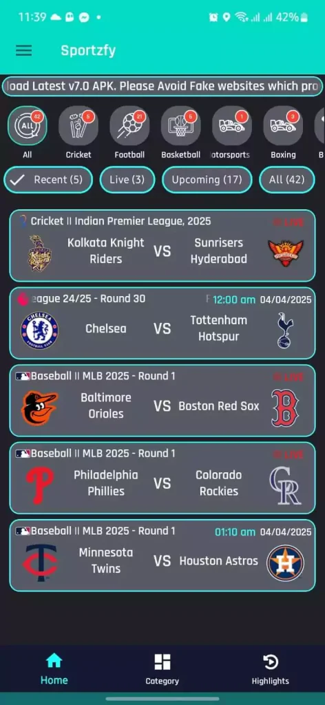 sportzfy app